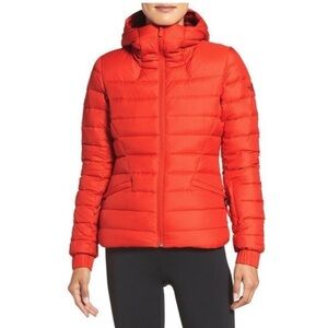 Women’s North Face Moonlight Puffer Down Ski Coat Hood Powder Skirt Pass Pocket
